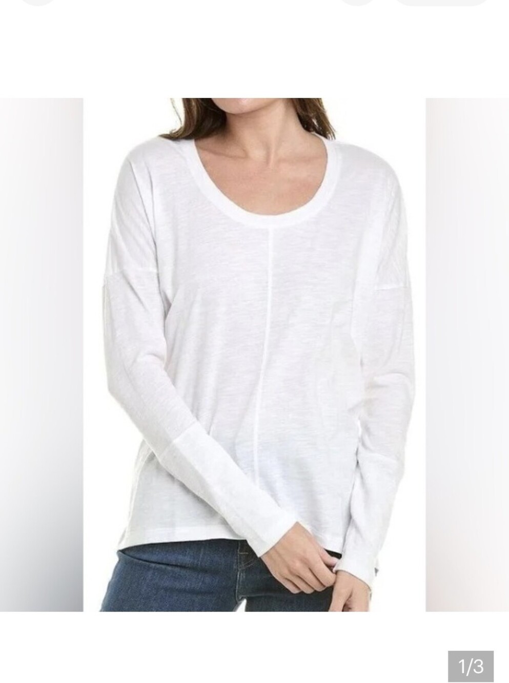 Cabi Atc Tee. 5922 White Long-Sleeve Scoop Neck Women's Top